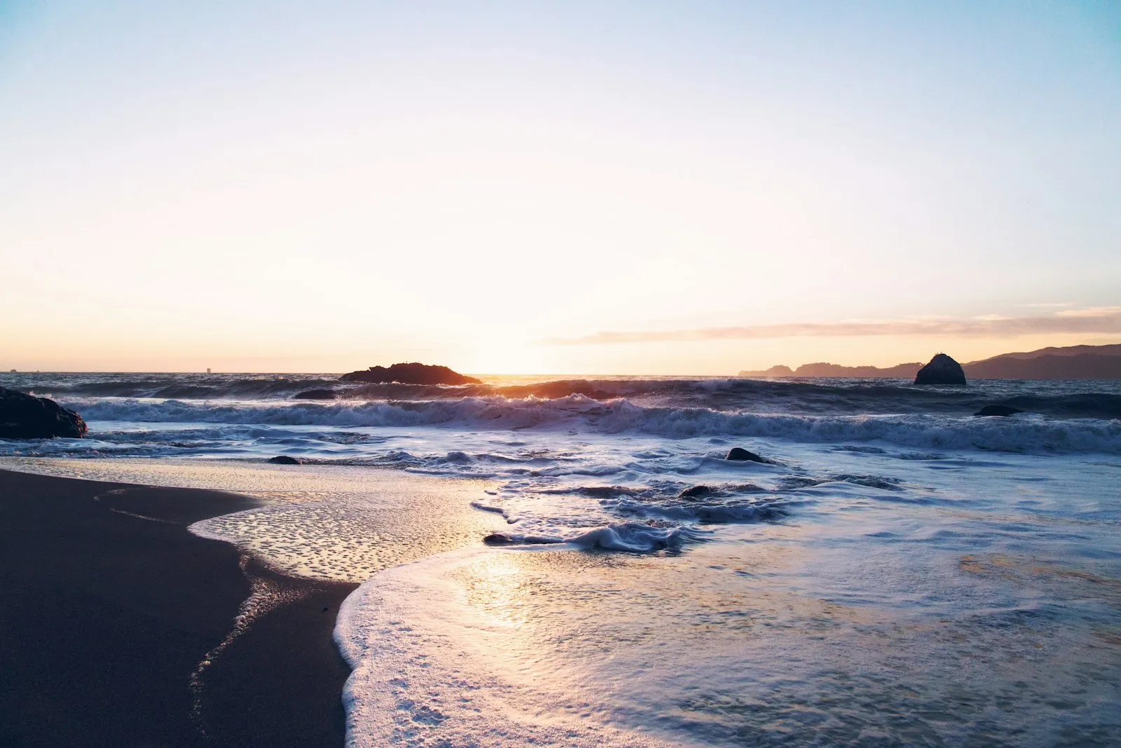 Sunset over the water